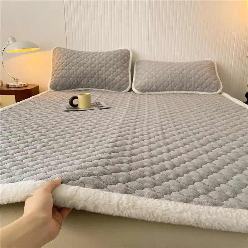 Gray and white antibacterial milk velvet mattress – bedroom blanket