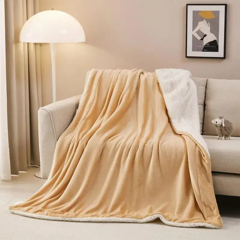 Gray and white reversible sherpa twin blanket bedroom throw