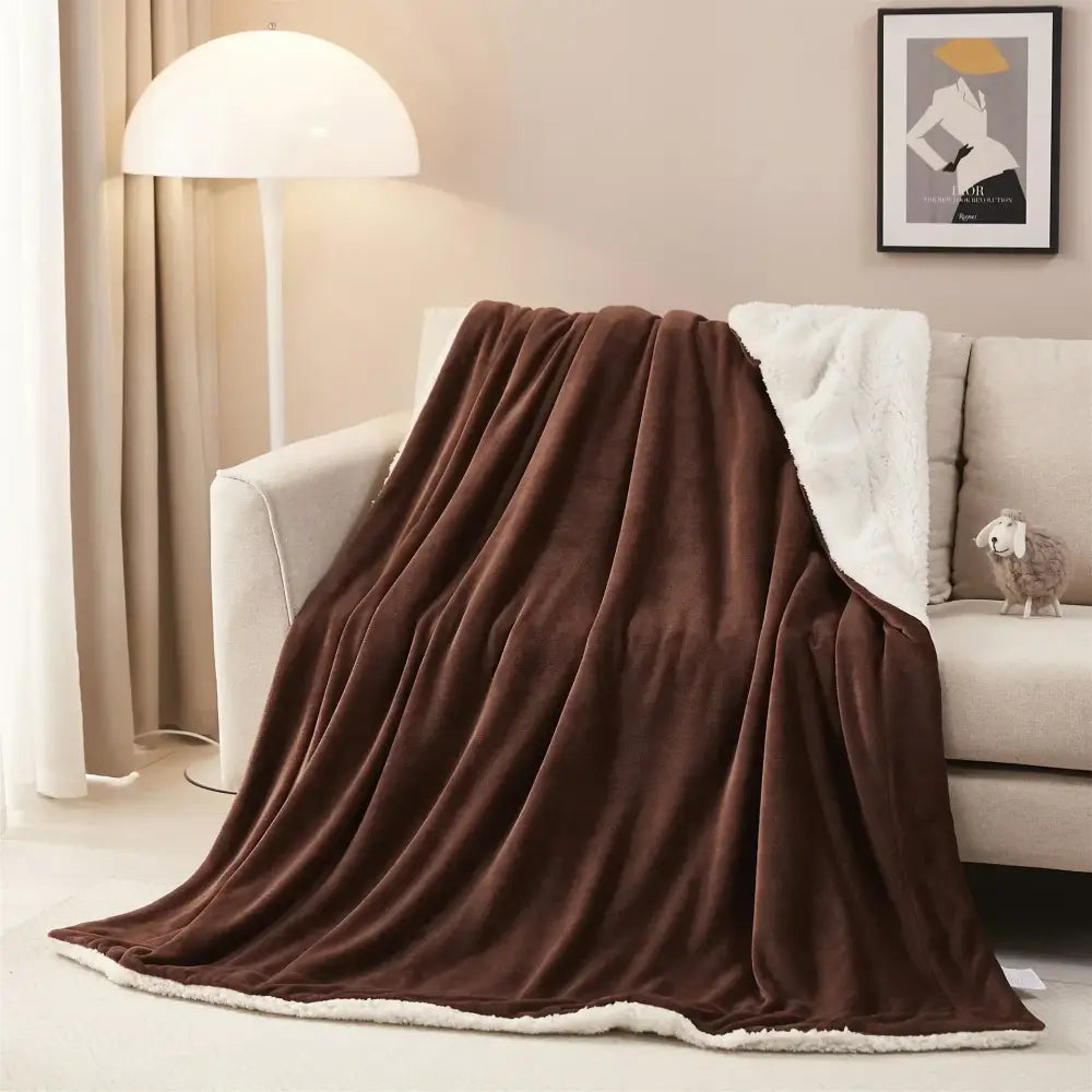 Gray and white reversible sherpa twin blanket bedroom throw