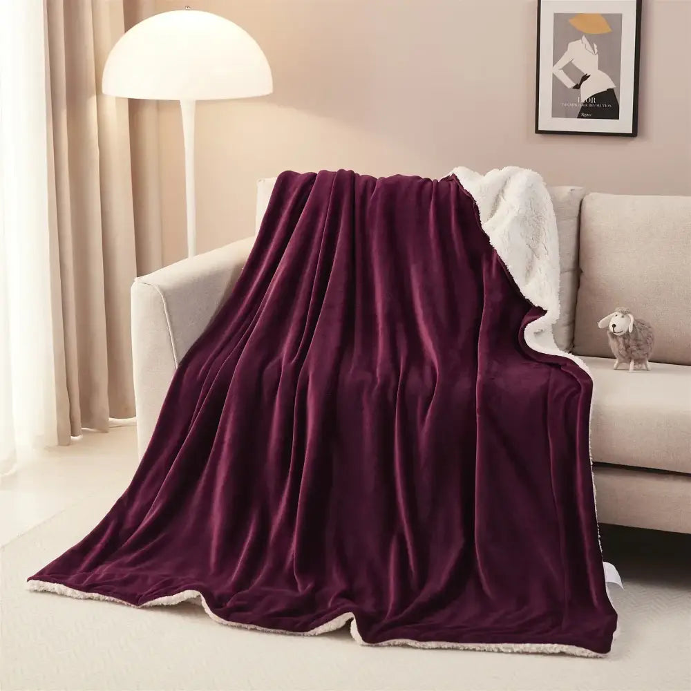 Gray and white reversible sherpa twin blanket bedroom throw