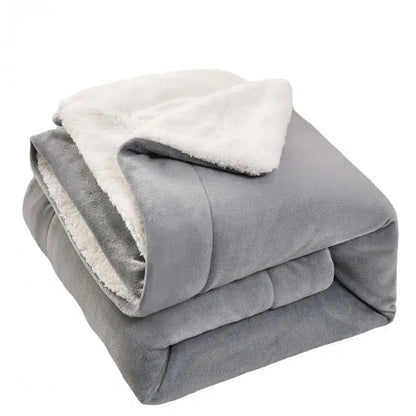 Gray and white reversible sherpa twin blanket bedroom throw