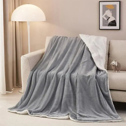 Gray and white reversible sherpa twin blanket bedroom throw