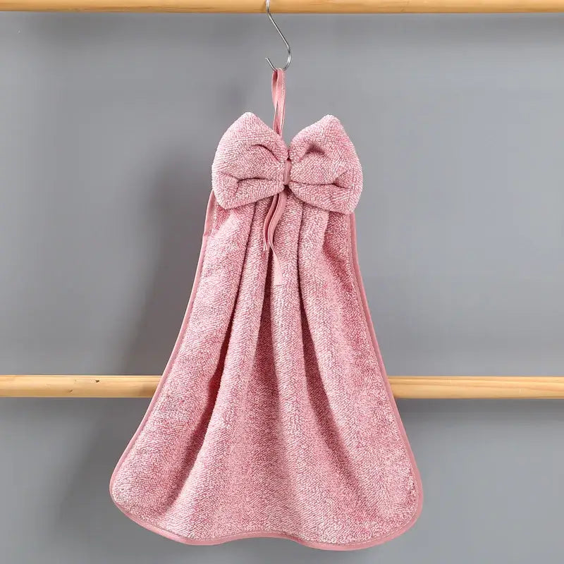 Gray & beige bowknot coral velvet hand towels kitchen cleaning cloths
