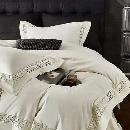 Gray & black egyptian cotton hotel bedding set bedroom geometric embroidery