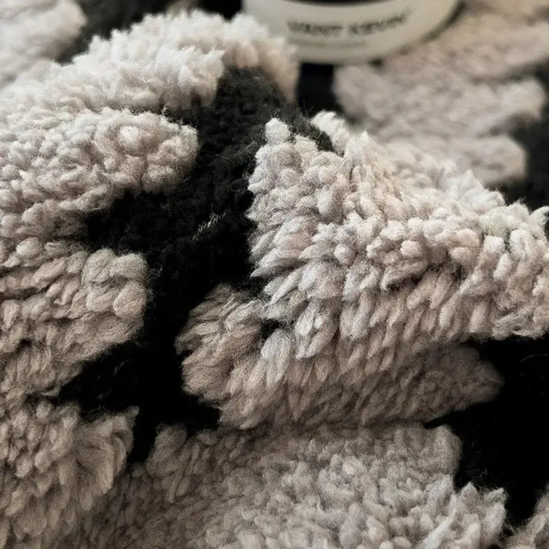 Gray & black jacquard blanket thick lamb wool living room shawl