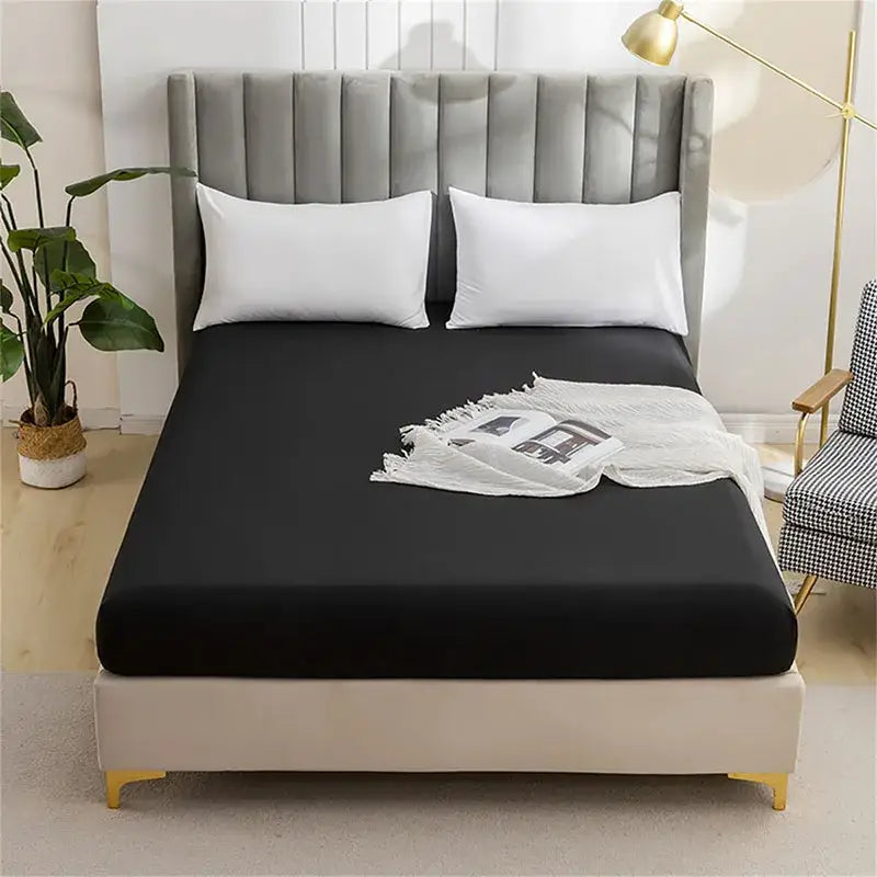 Gray brushed fitted mattress cover bedroom smooth bedding