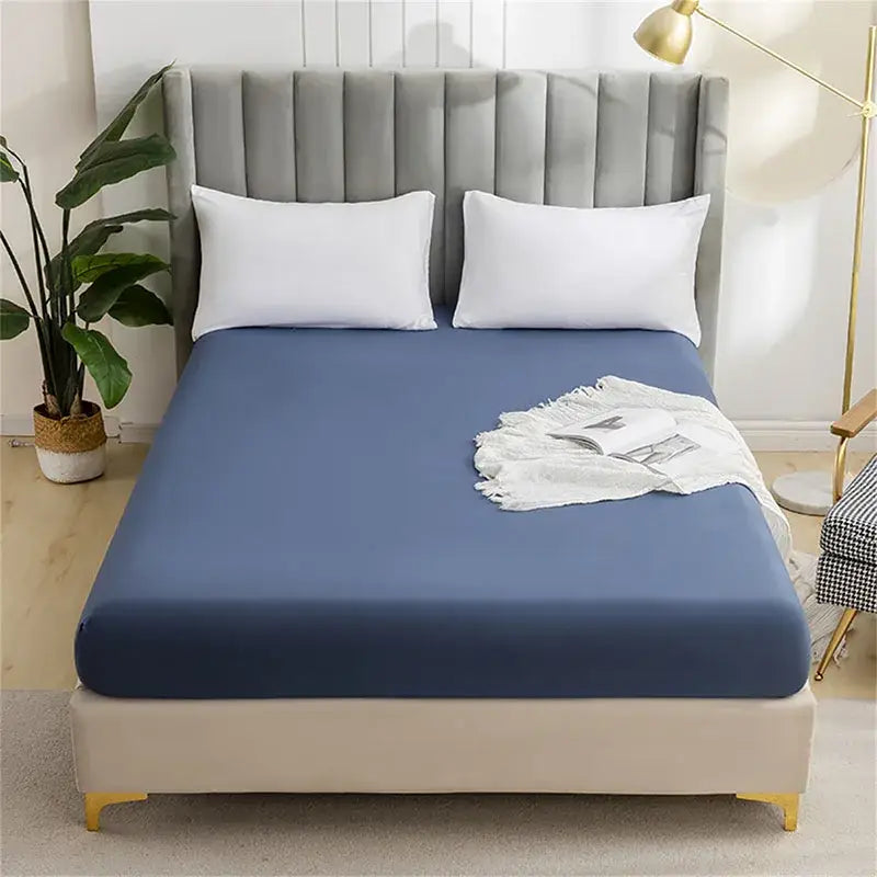 Gray brushed fitted mattress cover bedroom smooth bedding
