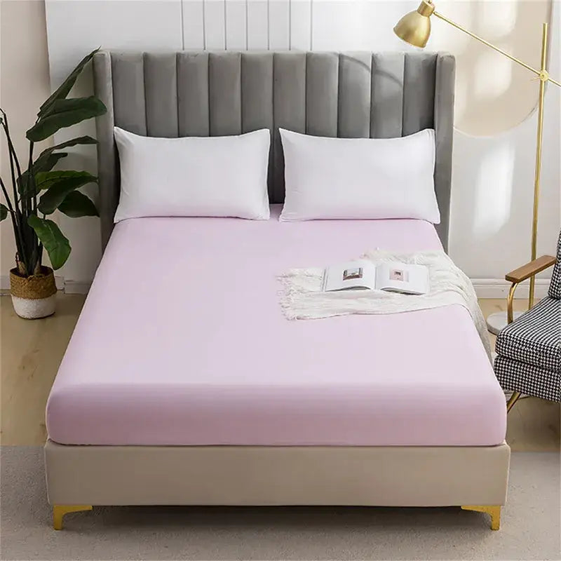 Gray brushed fitted mattress cover bedroom smooth bedding