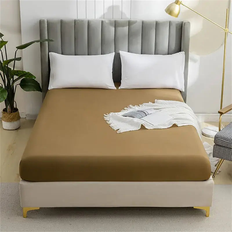 Gray brushed fitted mattress cover bedroom smooth bedding