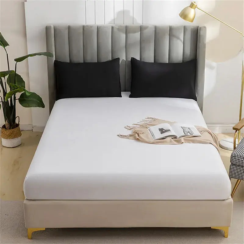 Gray brushed fitted mattress cover bedroom smooth bedding