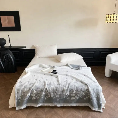 Gray butterfly jacquard imitation mink fur blanket bedroom throw