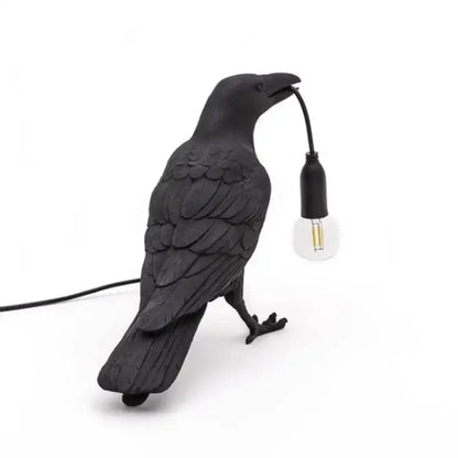 Gray ceramic lively bird resin table lamp for bedroom