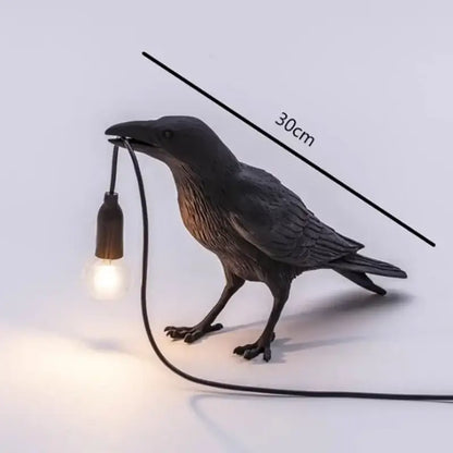 Gray ceramic lively bird resin table lamp for bedroom