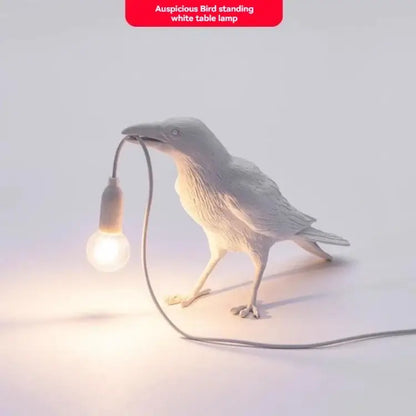 Gray ceramic lively bird resin table lamp for bedroom