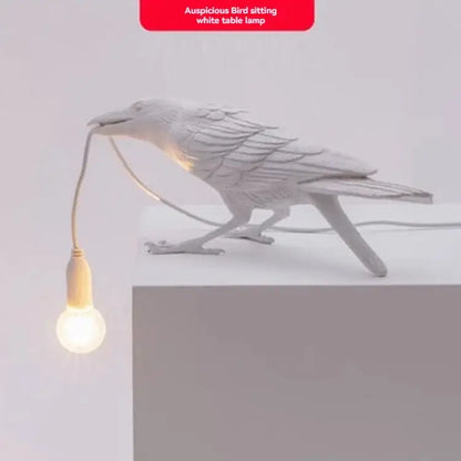 Gray ceramic lively bird resin table lamp for bedroom