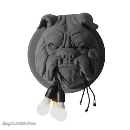 Gray concrete bulldog wall lamp bedroom triple bulb sconce