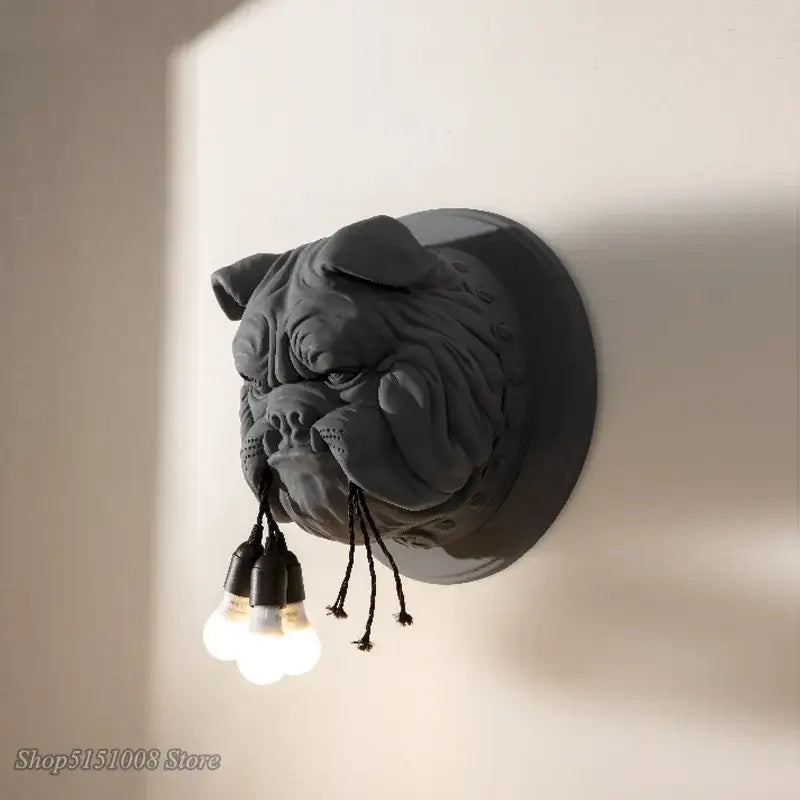 Gray concrete bulldog wall lamp bedroom triple bulb sconce