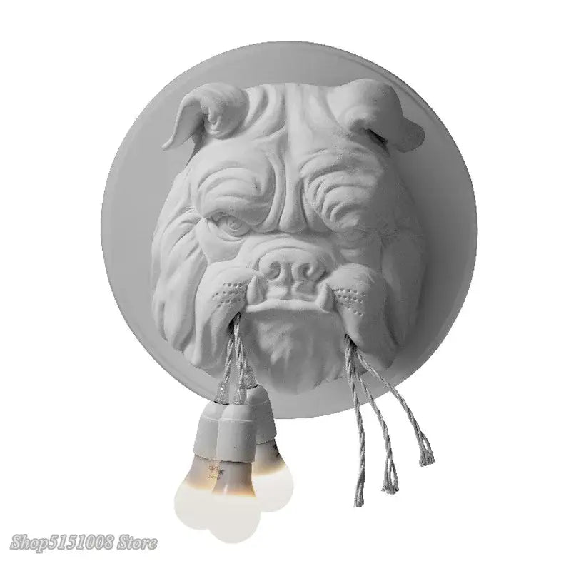 Gray concrete bulldog wall lamp bedroom triple bulb sconce