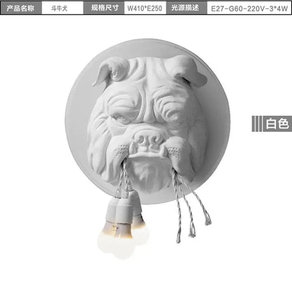 Gray concrete bulldog wall lamp bedroom triple bulb sconce