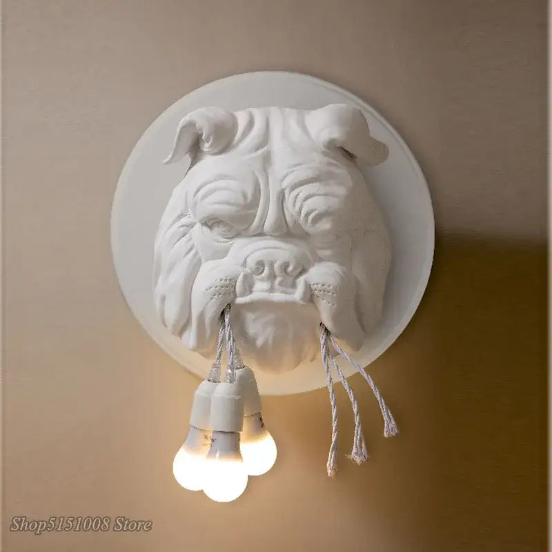 Gray concrete bulldog wall lamp bedroom triple bulb sconce