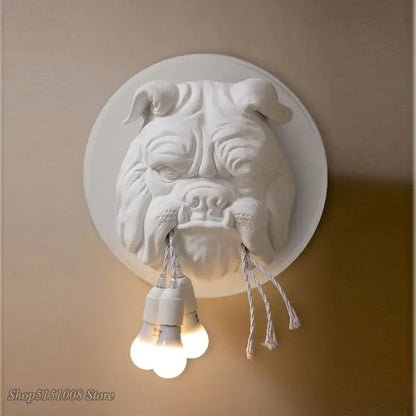 Gray concrete bulldog wall lamp bedroom triple bulb sconce
