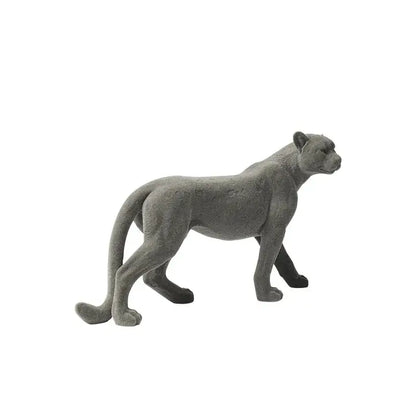 Gray concrete leopard flocking sculpture living room decor figurine