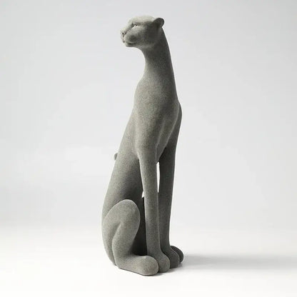 Gray concrete leopard flocking sculpture living room decor figurine