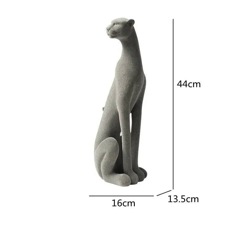 Gray concrete leopard flocking sculpture living room decor figurine