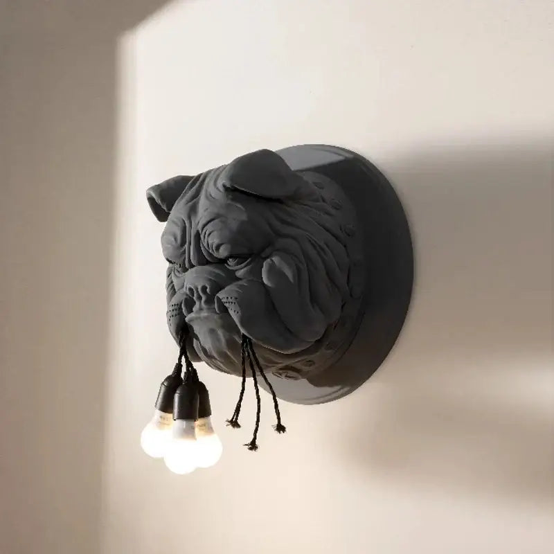 Gray bulldog led wall lamp for living room