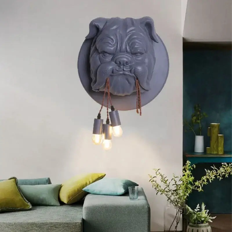 Gray bulldog led wall lamp for living room