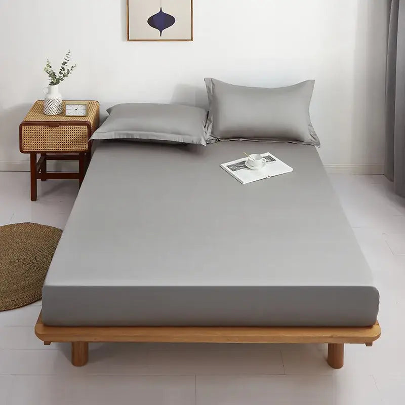 Gray cotton fitted sheet set bedroom bedding