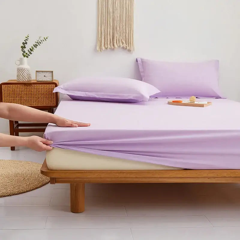 Gray cotton fitted sheet set bedroom bedding