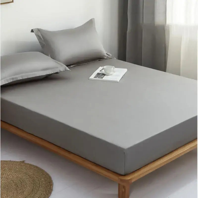 Gray cotton fitted sheet set bedroom bedding