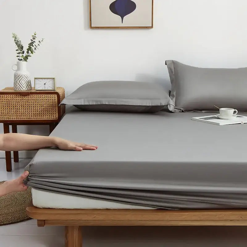 Gray cotton fitted sheet set bedroom bedding