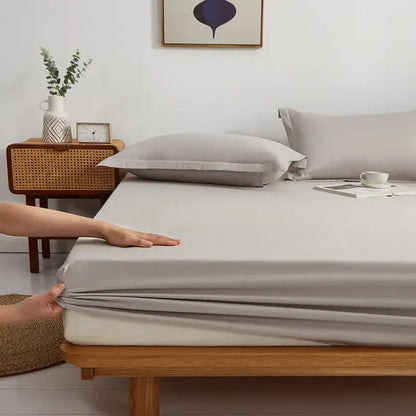 Gray cotton fitted sheet set bedroom bedding