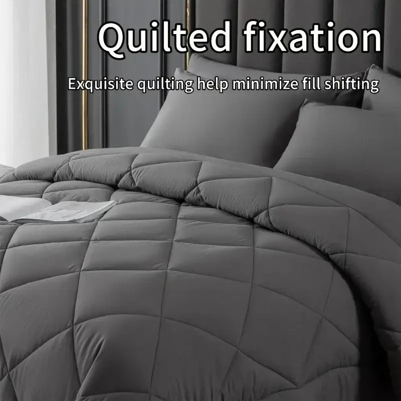 Gray diamond quilted king size quilt set bedroom bedding