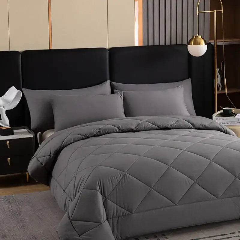 Gray diamond quilted king size quilt set bedroom bedding