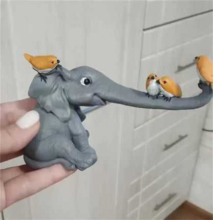 Gray elephant bird rabbit figurines living room resin decor