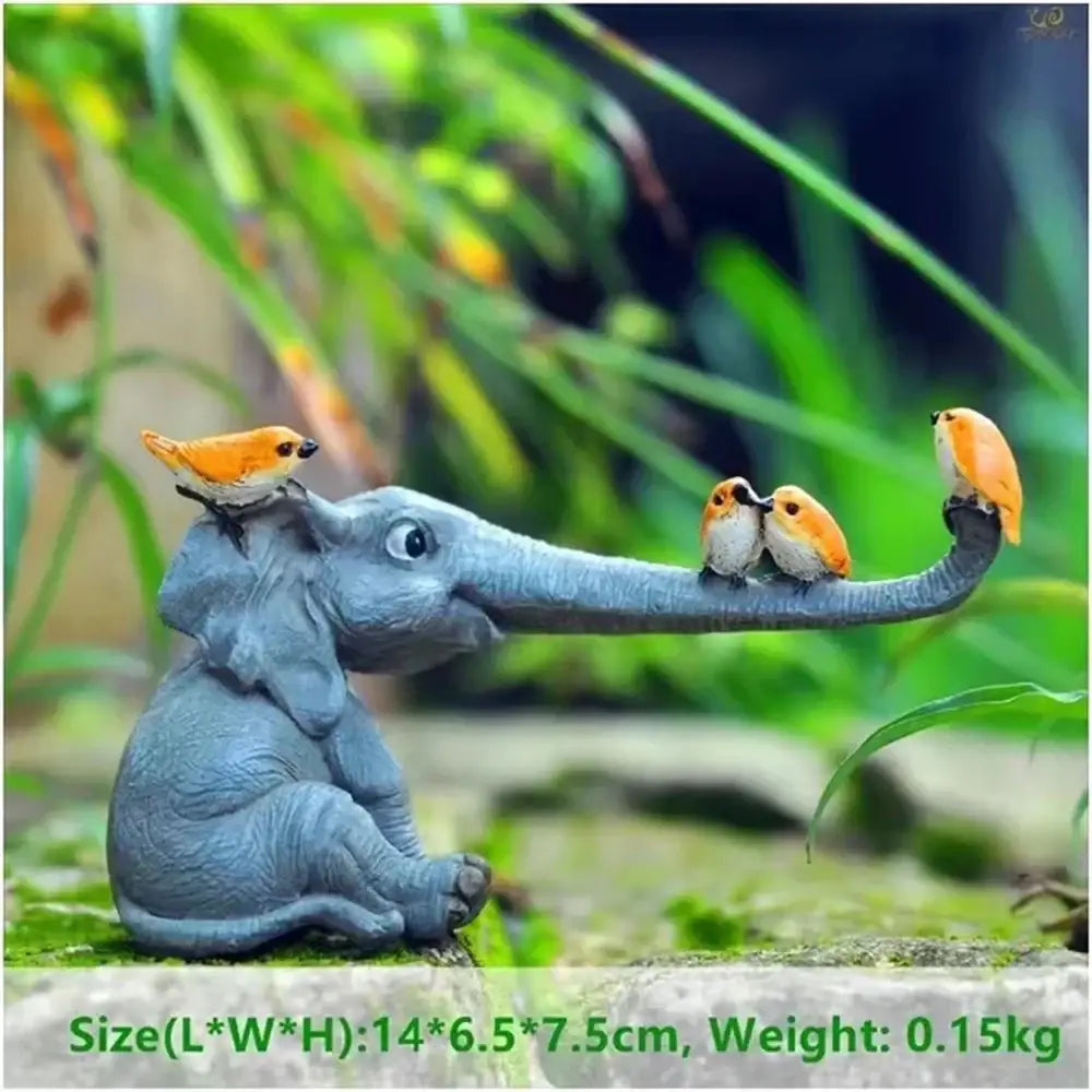 Gray elephant bird rabbit figurines living room resin decor