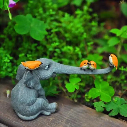 Gray elephant bird rabbit figurines living room resin decor