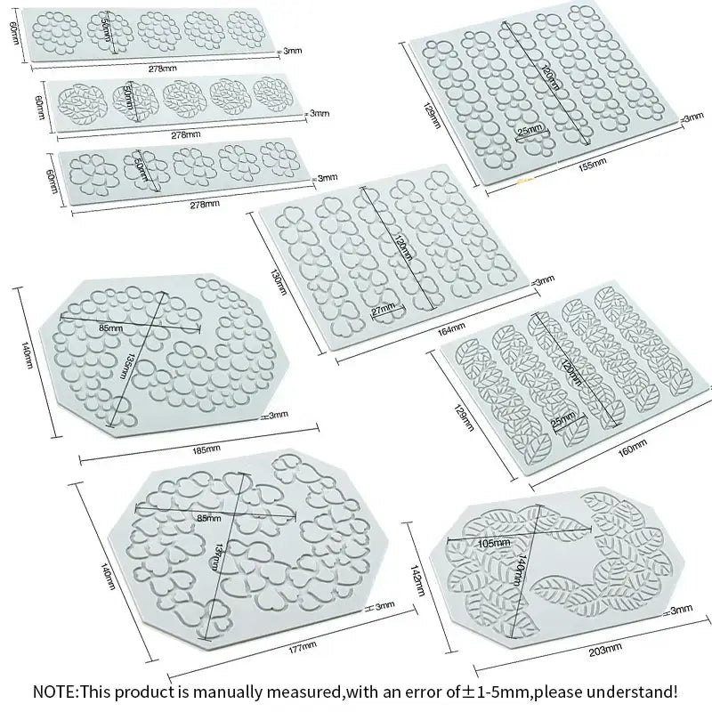 Gray floral and heart leaf silicone mold set for kitchen baking