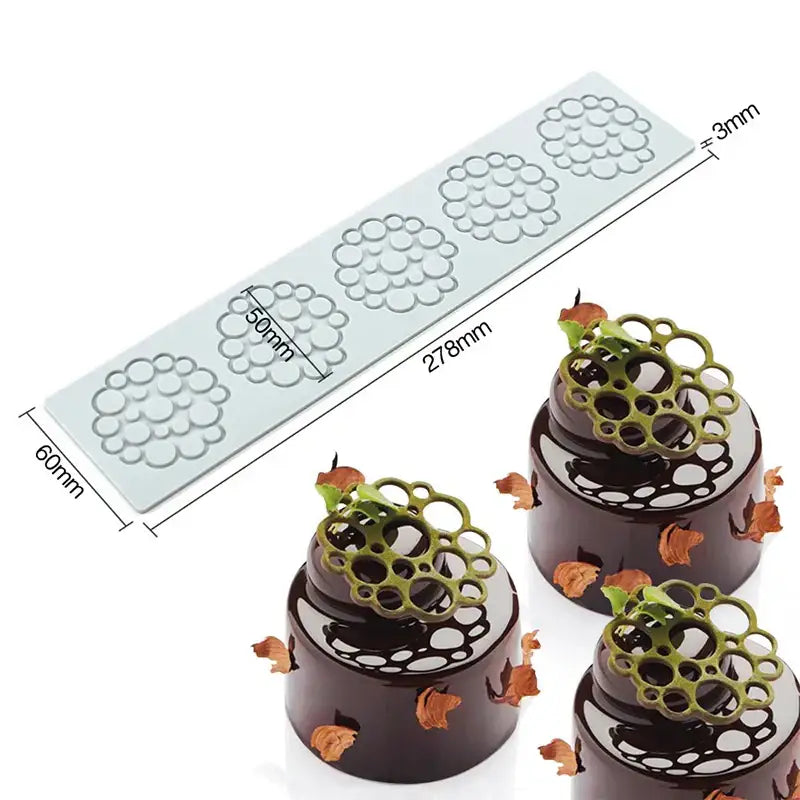 Gray floral and heart leaf silicone mold set for kitchen baking