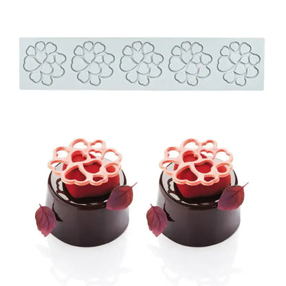 Gray floral and heart leaf silicone mold set for kitchen baking