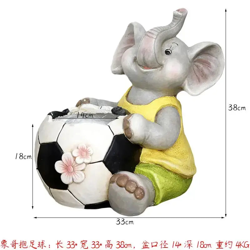 Gray floral elephant garden decoration outdoor ceramic figurine