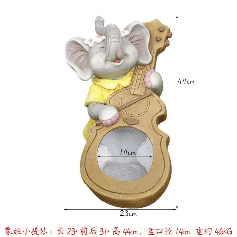 Gray floral elephant garden decoration outdoor ceramic figurine