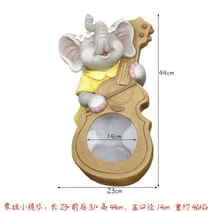 Gray floral elephant garden decoration outdoor ceramic figurine