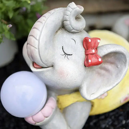 Gray floral elephant garden decoration outdoor ceramic figurine