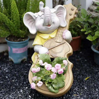 Gray floral elephant garden decoration outdoor ceramic figurine