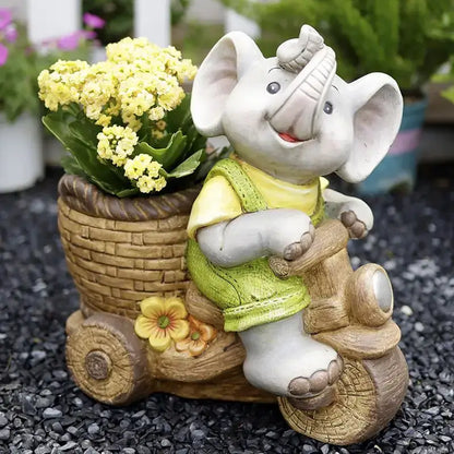 Gray floral elephant garden decoration outdoor ceramic figurine