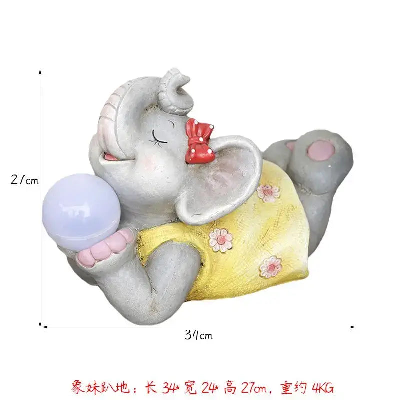 Gray floral elephant garden decoration outdoor ceramic figurine